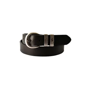 Thomas Cook Narrow Silver Twin Keeper Belt Black