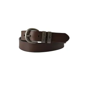 Thomas Cook Narrow Silver Twin Keeper Belt Chocolate