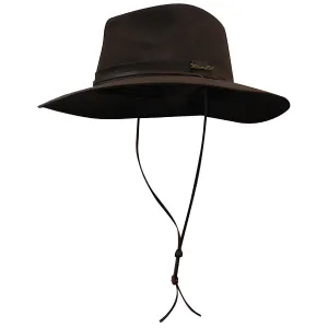 Thomas Cook Wide Brim Oilskin Hat - Dark Brown