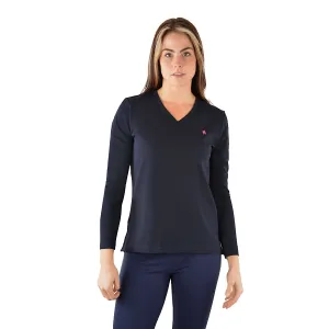 Thomas Cook Women's Classic V Neck Long Sleeve Tee Navy
