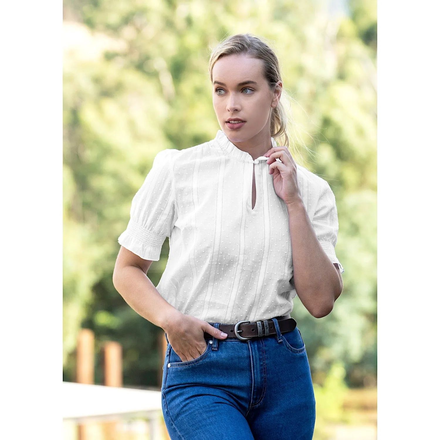 Thomas Cook Women's Fleur Ruffle Collar S/S Blouse White