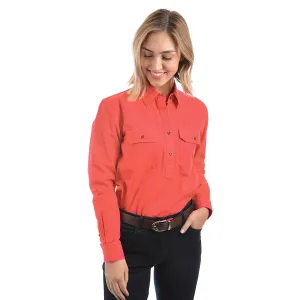 Thomas Cook Womens Light Drill 1/2 Plkt L/S Shirt Calypso Coral