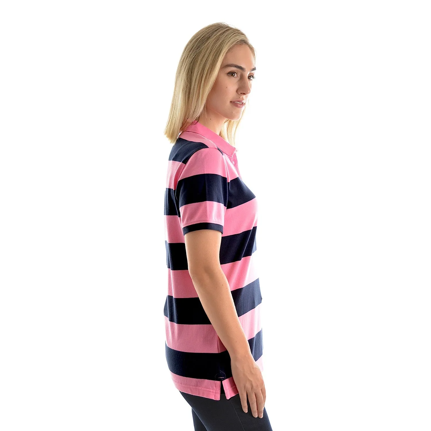 Thomas Cook Women's Rachel Stripe Polo Soft Pink/Dark Navy