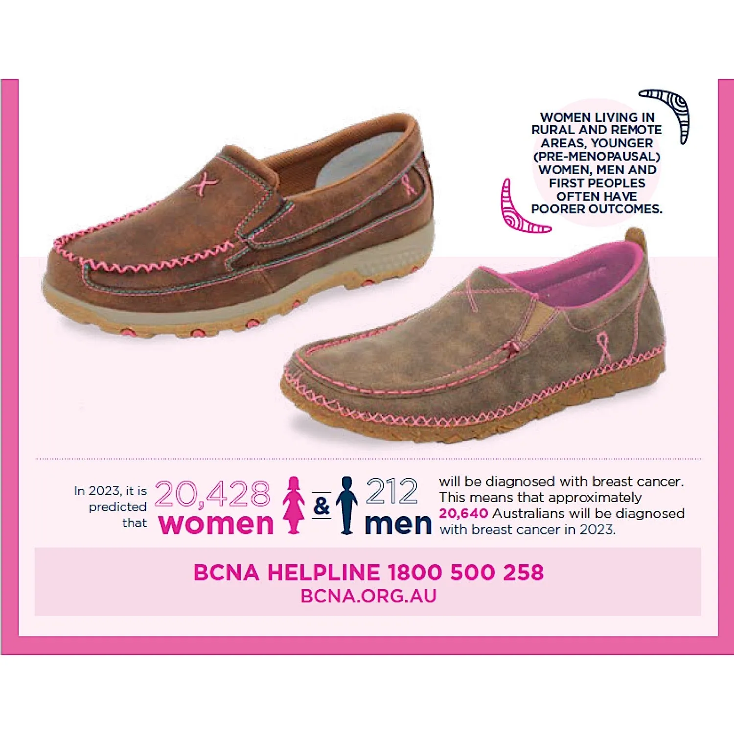 Twisted X Women's Breast Cancer Awareness Pink Cellstretch Slip On-Brown/Pink
