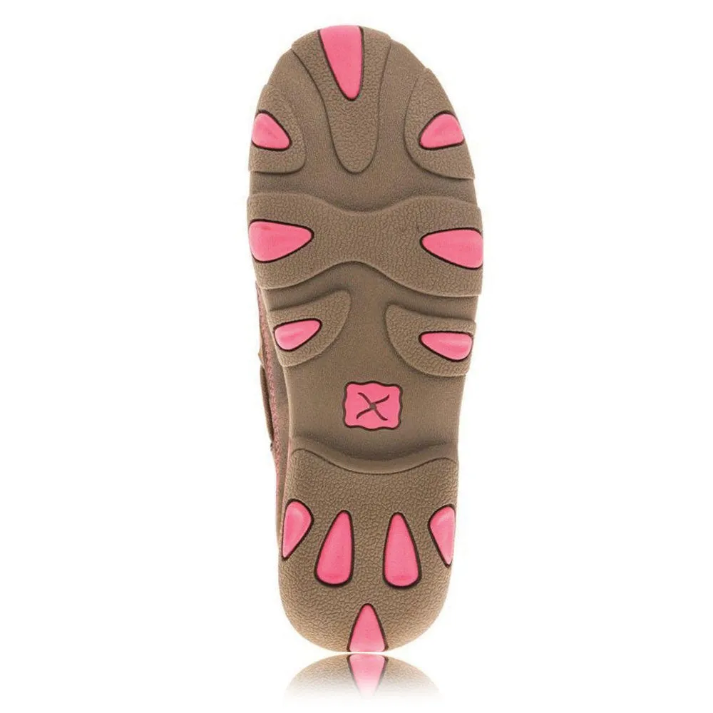 Twisted X Women's Breast Cancer Awareness Pink Ribbon Slip On Mocs Low Bomber/Neon Pink