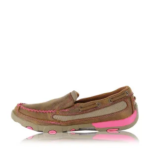 Twisted X Women's Breast Cancer Awareness Pink Ribbon Slip On Mocs Low Bomber/Neon Pink