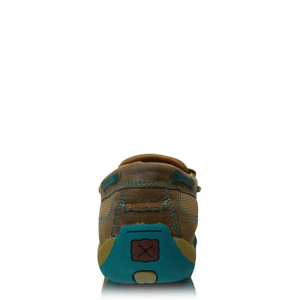 Twisted X Women's Casual Driving Mocs Boat Slip On Bomber/Turquoise