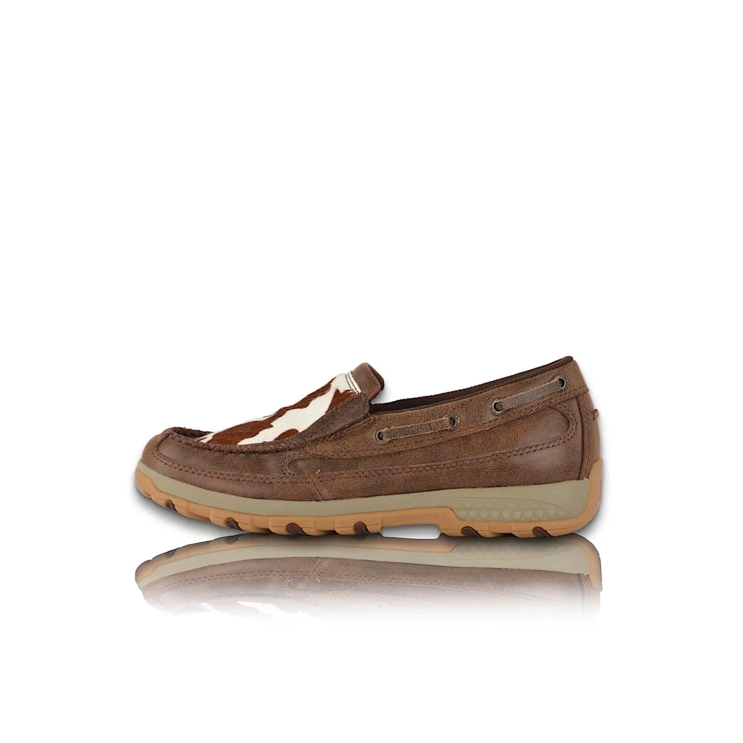 Twisted X Women's Cow Cellstretch Slip On - Brown/Brown Fur