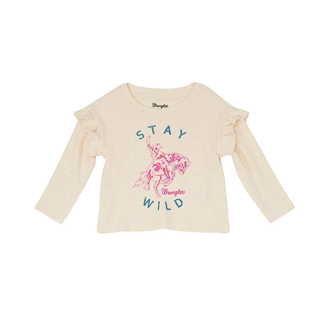 Discount Sale Wrangler Baby / Girl\'s Long Sleeve Ruffle Shoulder Graphic Tee