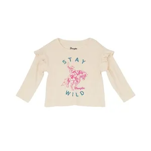 Wrangler Baby / Girl's Long Sleeve Ruffle Shoulder Graphic Tee