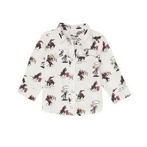 Wrangler Baby Toddler White Yoke Snap Print Shirt