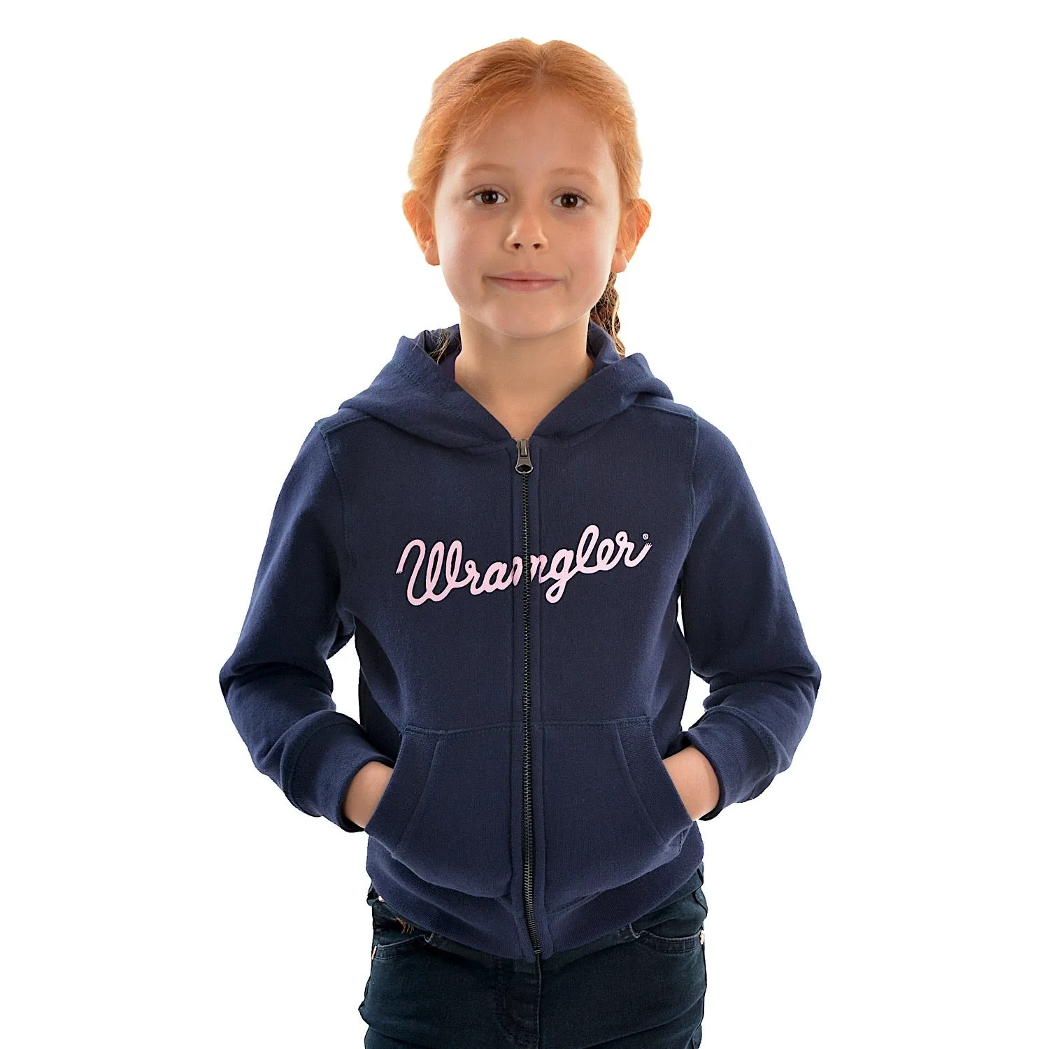 Wrangler Girls Logo Zip Up Hoodie Navy