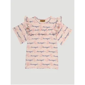 Wrangler Girls Ruffle Yoke Top in Pink