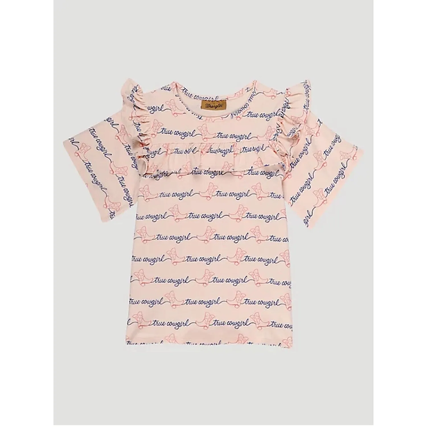 Wrangler Girls Ruffle Yoke Top in Pink