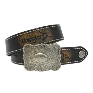 Wrangler Kid's Abrasion Logo Belt Brown
