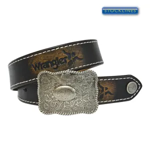 Wrangler Kid's Abrasion Logo Belt Brown