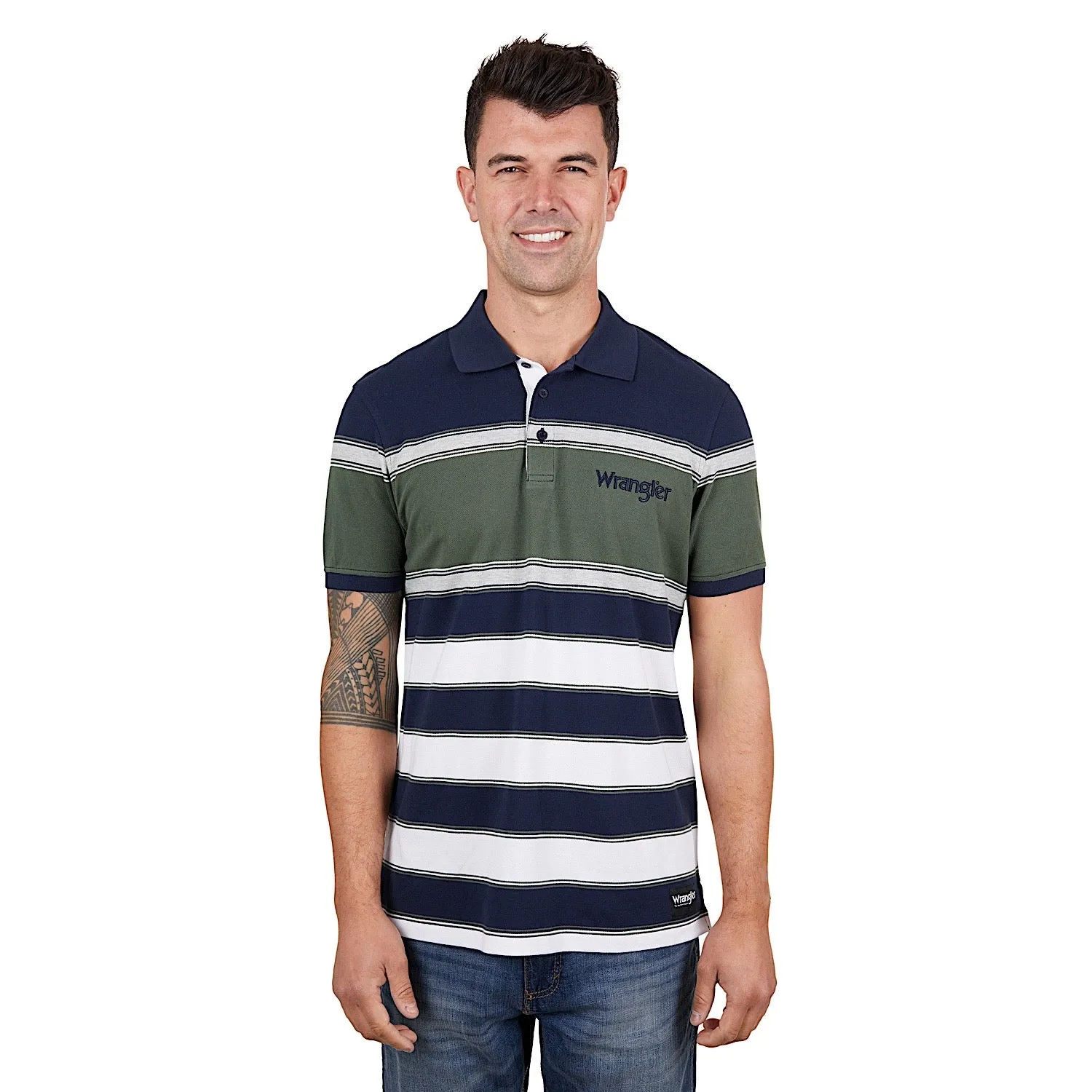Wrangler Men's Alex Polo Navy/Cypress