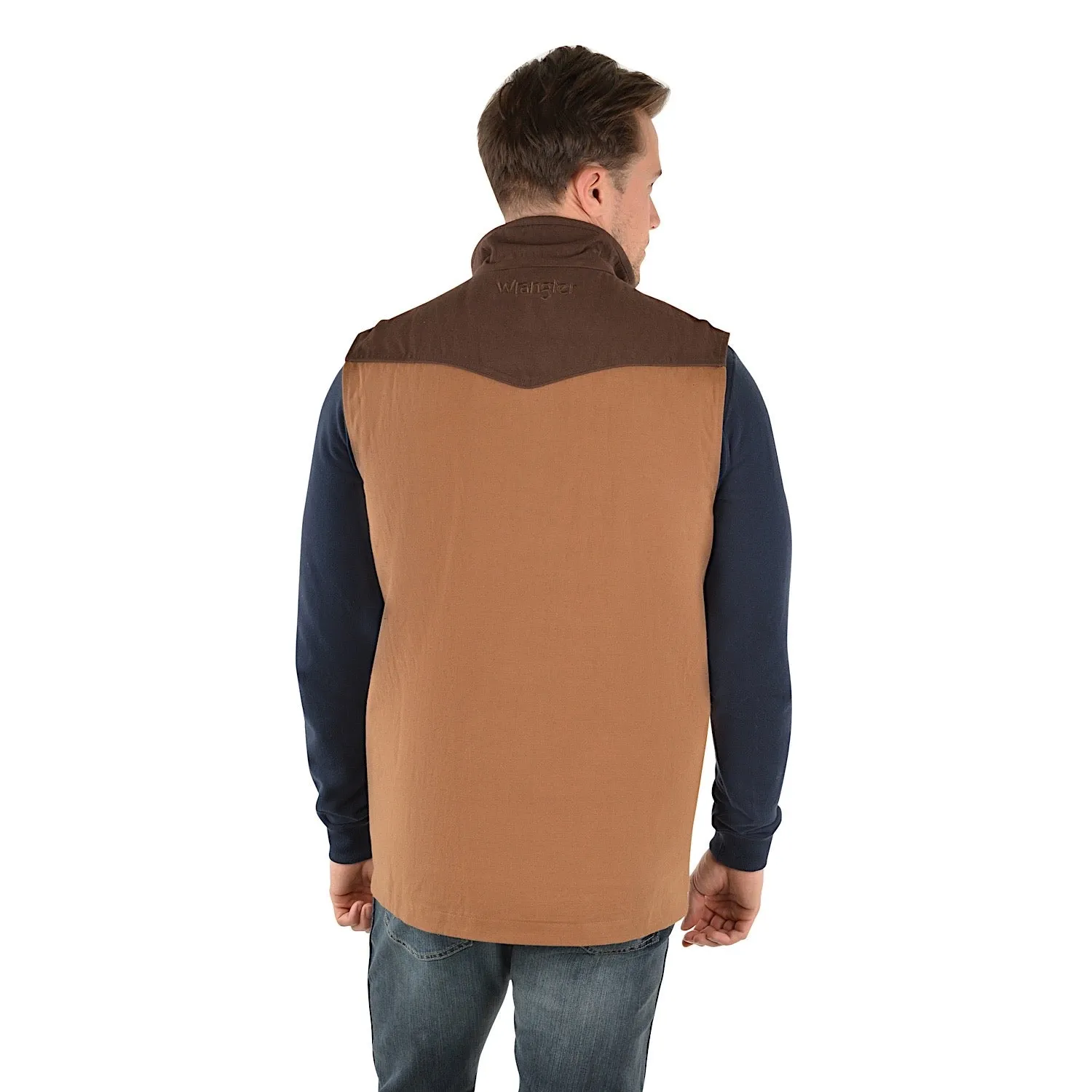 Wrangler Mens Ashton Vest Dark Tan/Coffee