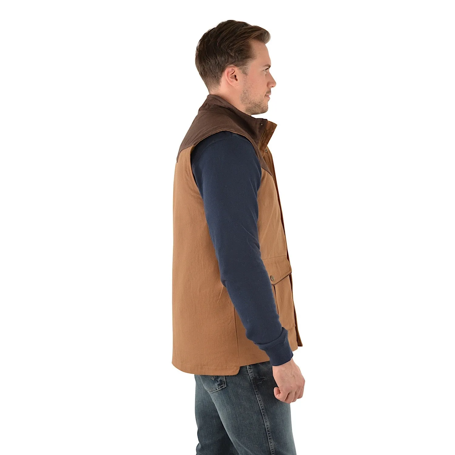Wrangler Mens Ashton Vest Dark Tan/Coffee