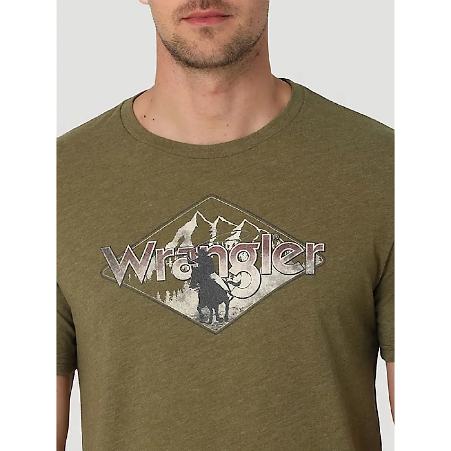 Wrangler Mens Authentic Western Diamond T-Shirt in Capulet Olive