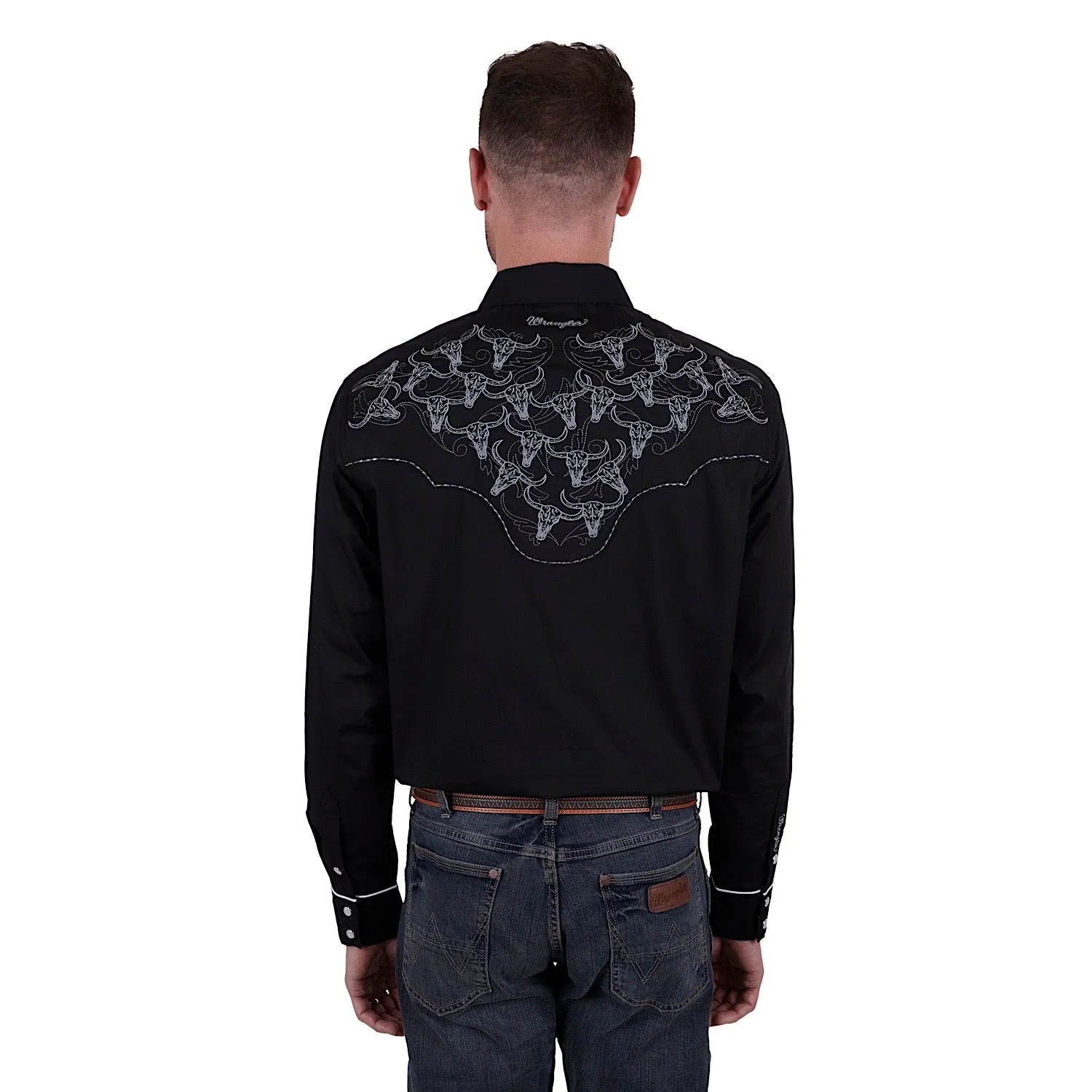 Wrangler Mens Dalton Embroidered L/S Shirt Black
