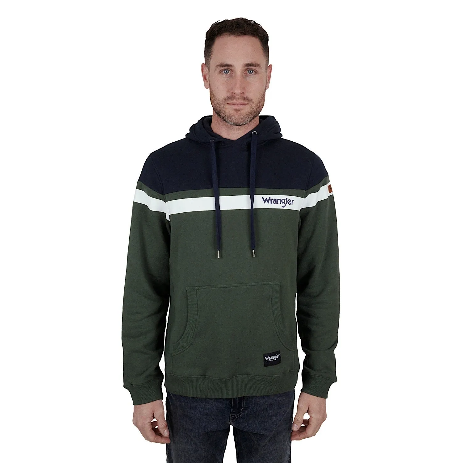 Wrangler Mens Jonathon Pullover Hoodie Navy/Cypress