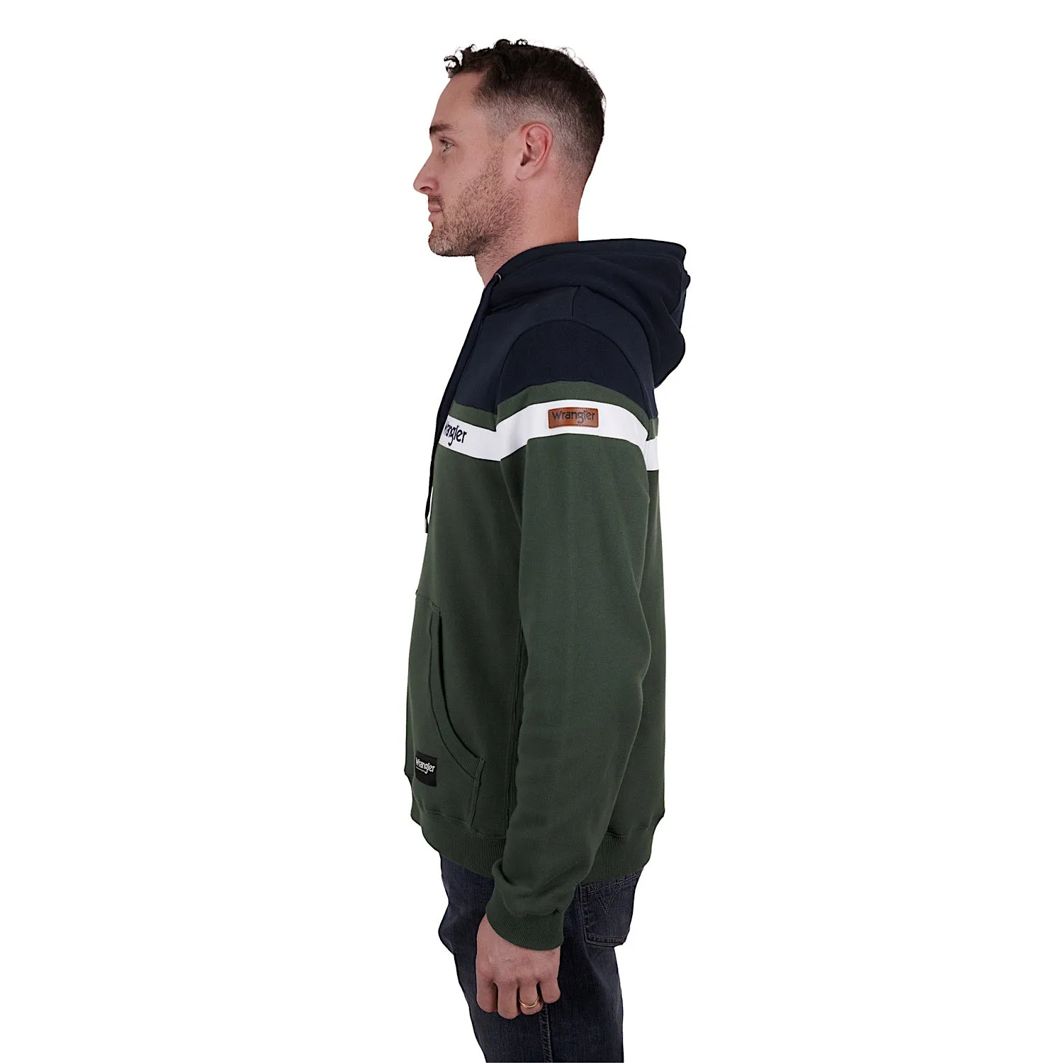 Wrangler Mens Jonathon Pullover Hoodie Navy/Cypress