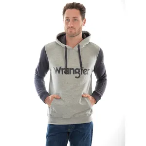 Wrangler Mens Logo Pullover Hoodie Grey Marle