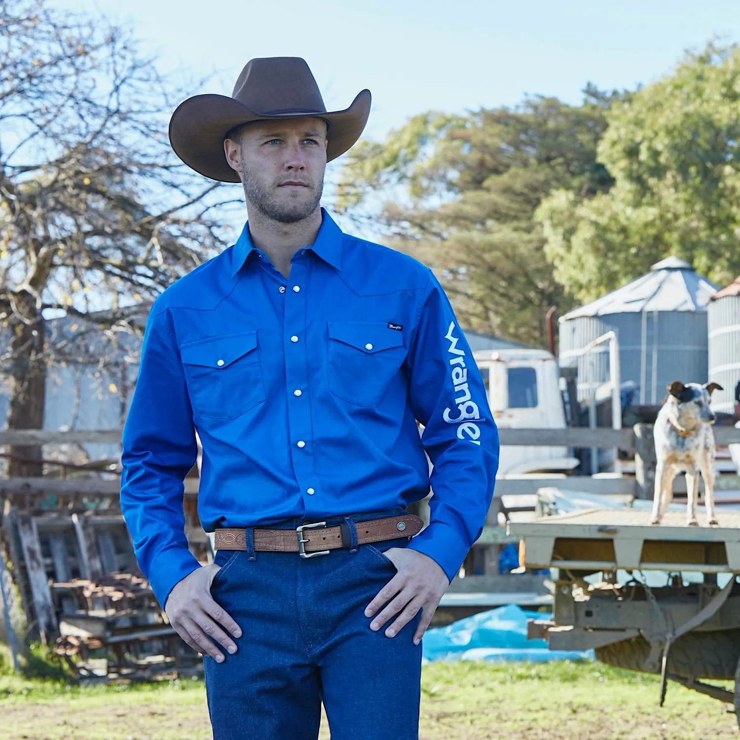 Wrangler Men's Logo Rodeo Shirt Cobalt