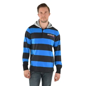 Wrangler Mens Michael Hood Stripe Rugby Black/Royal