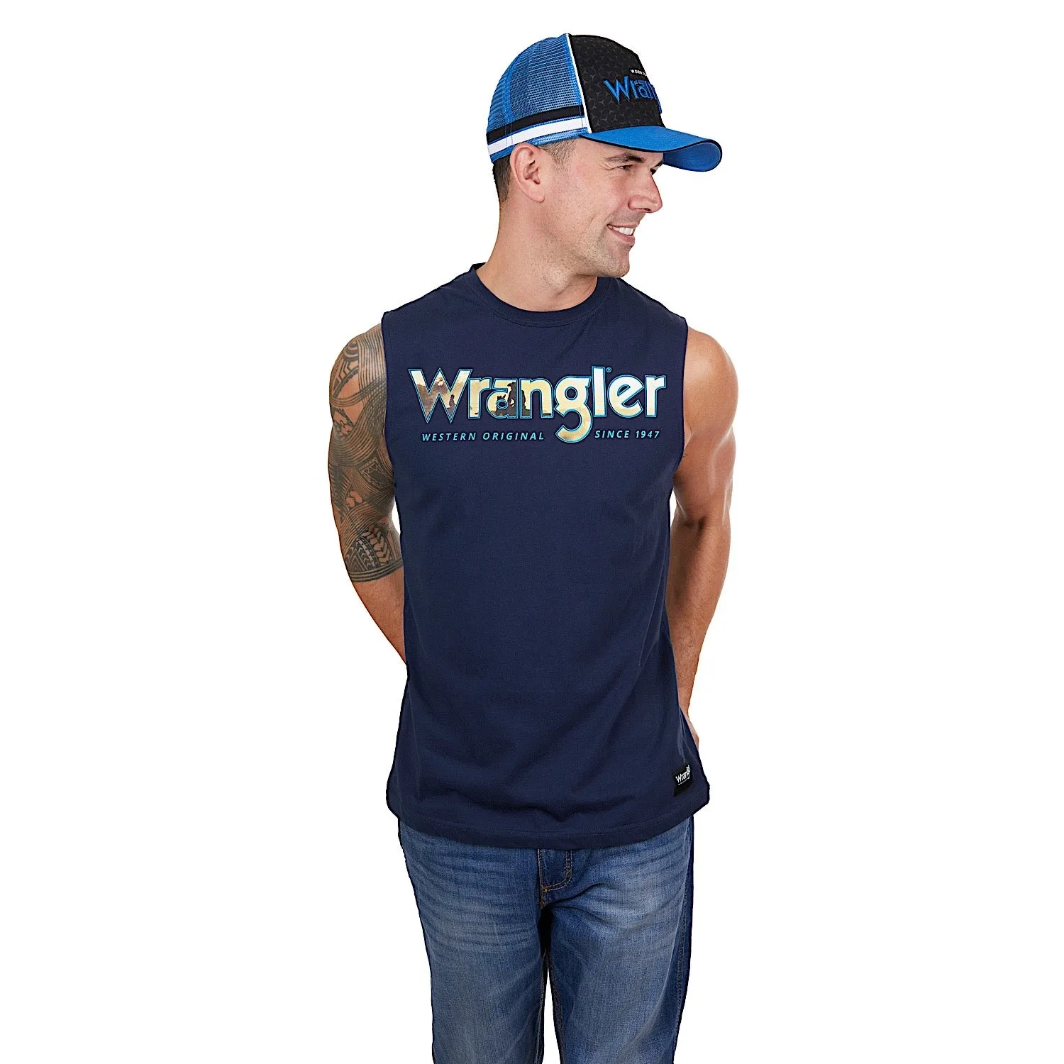 Wrangler Men's Nico Muscle Tank Navy