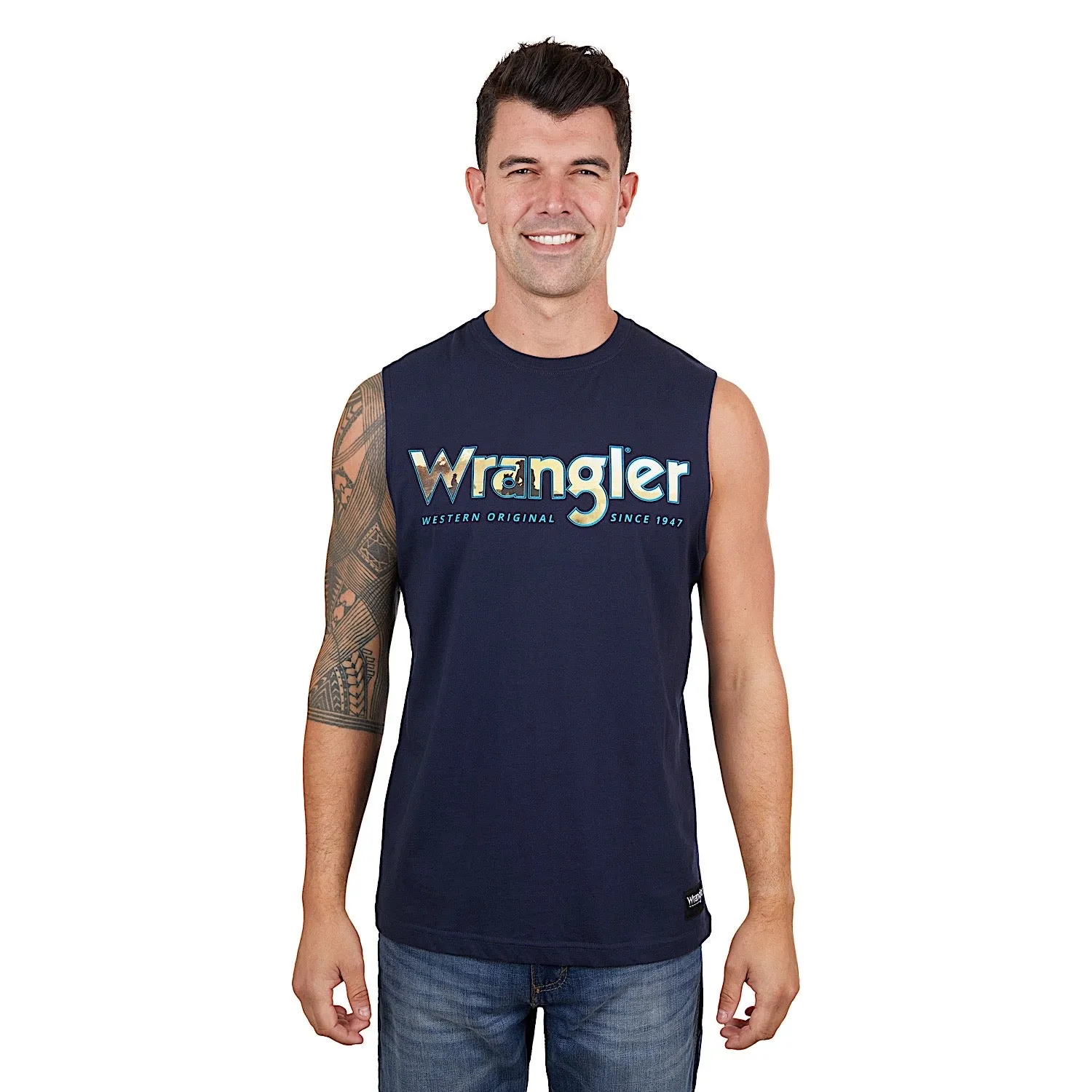 Wrangler Men's Nico Muscle Tank Navy