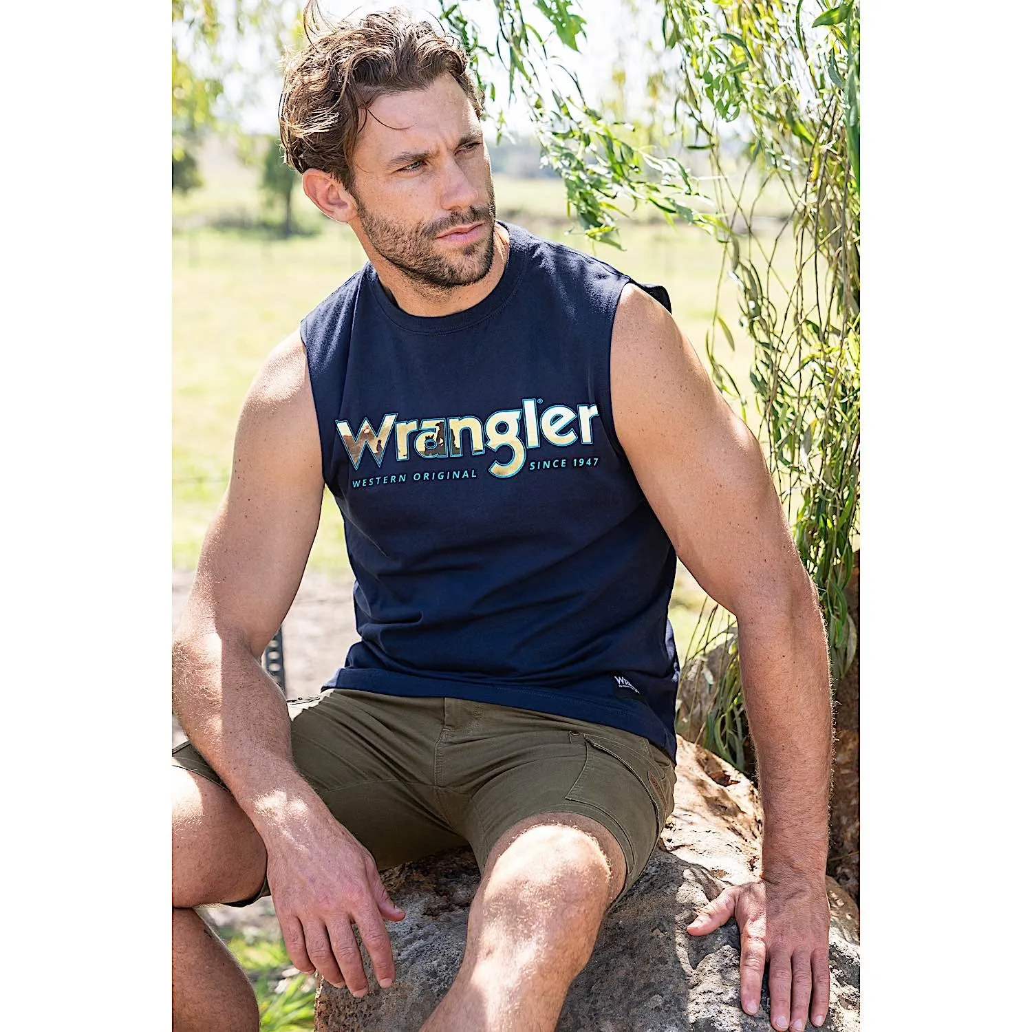 Wrangler Men's Nico Muscle Tank Navy