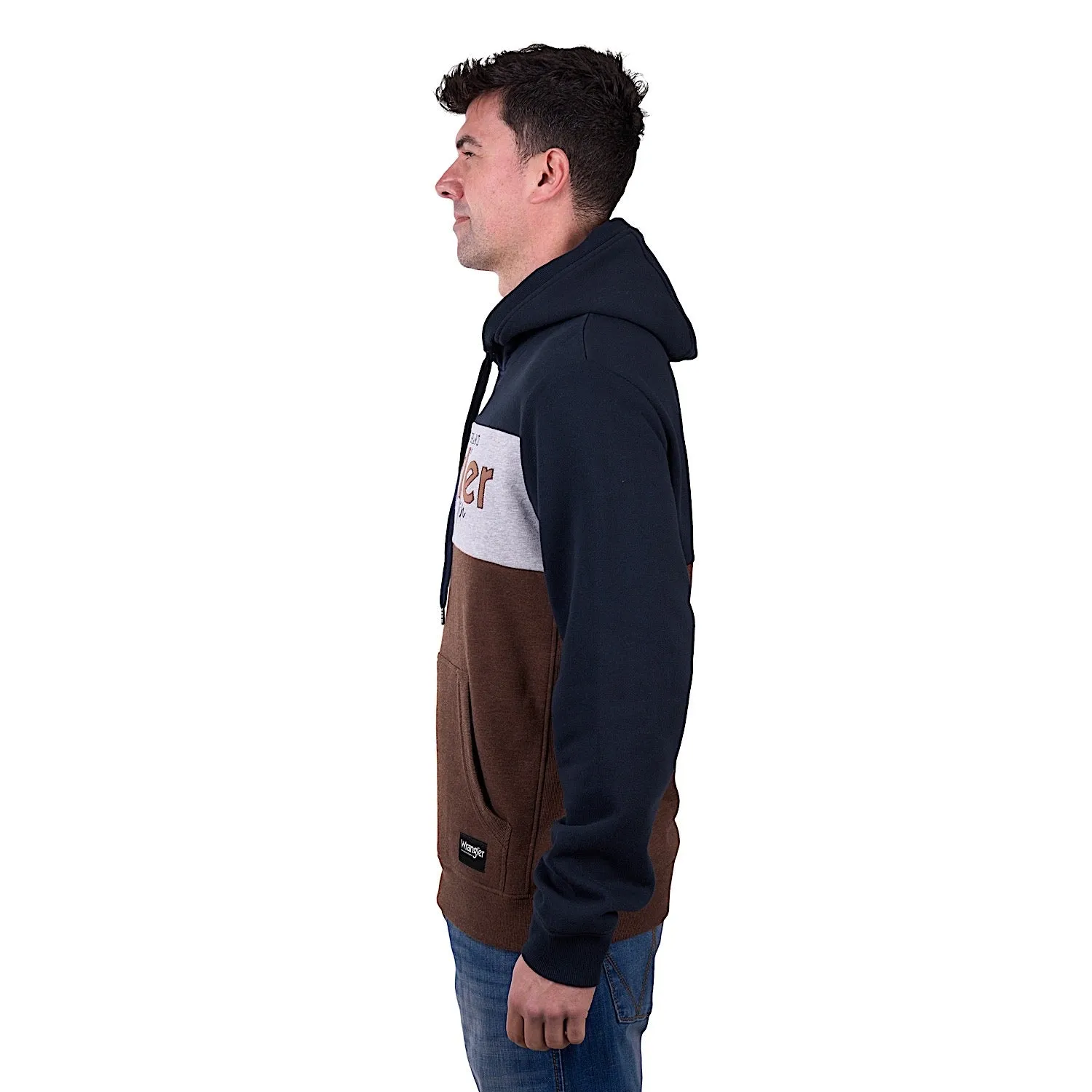 Wrangler Men's Paul Pullover Hoodie - Navy/Dark Tan