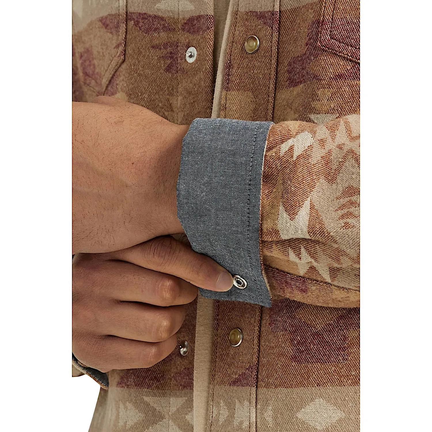 Wrangler Men's Retro Premium Snap Shirt Jacket - Brown Aztec
