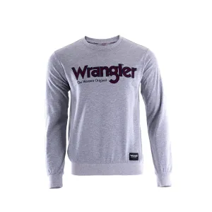 Wrangler Mens Ryder Logo Crew Grey Marle