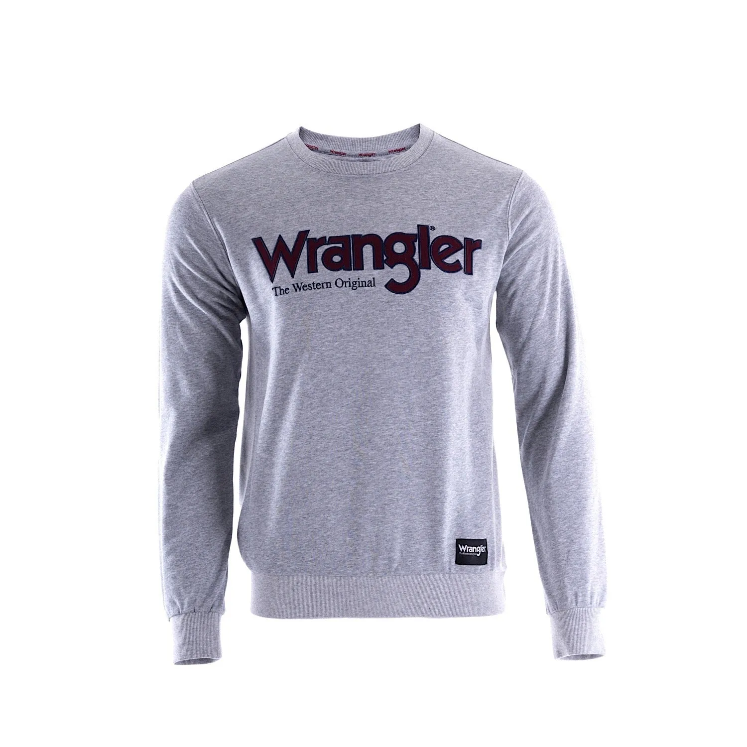 Wrangler Mens Ryder Logo Crew Grey Marle