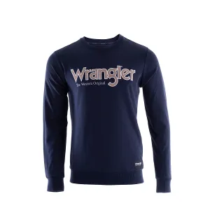 Wrangler Mens Ryder Logo Crew Navy