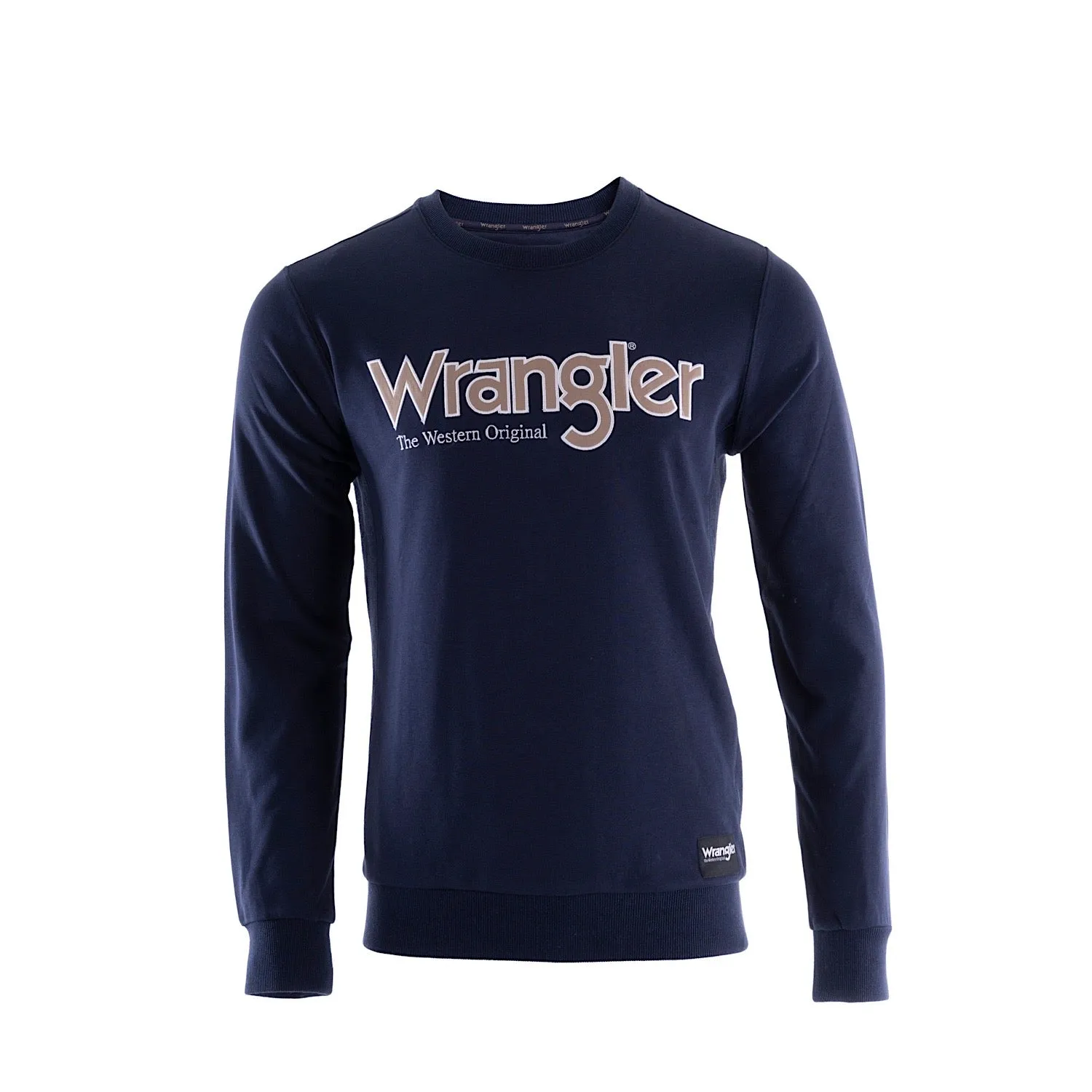 Wrangler Mens Ryder Logo Crew Navy