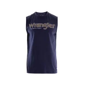 Wrangler Mens Ryder Logo Muscle Tank Navy