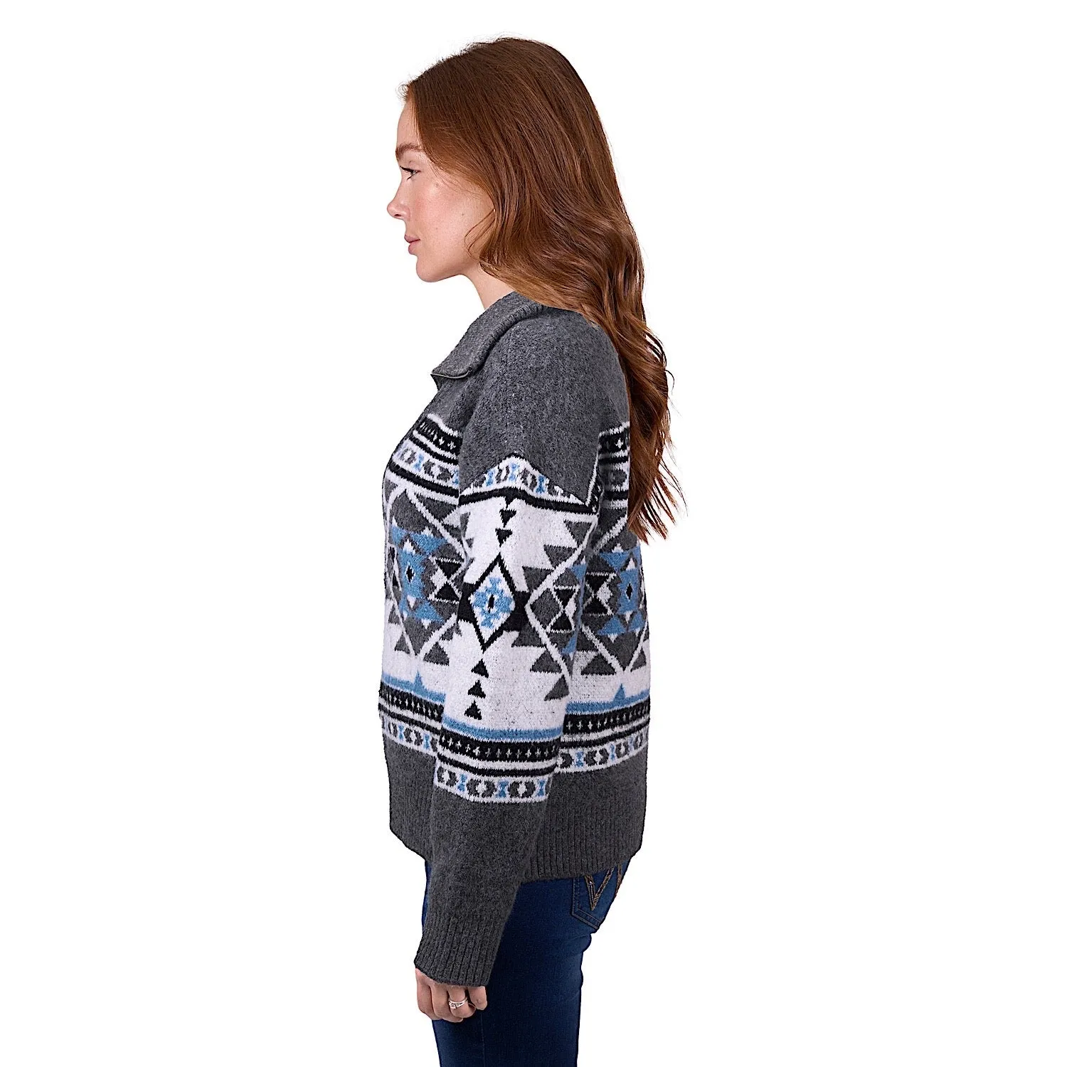 Wrangler Women's Angie 1/4 Zip Knitted Pullover - Charcoal