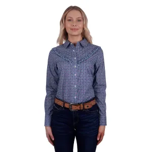 Wrangler Womens Asher Print L/S Shirt Aqua