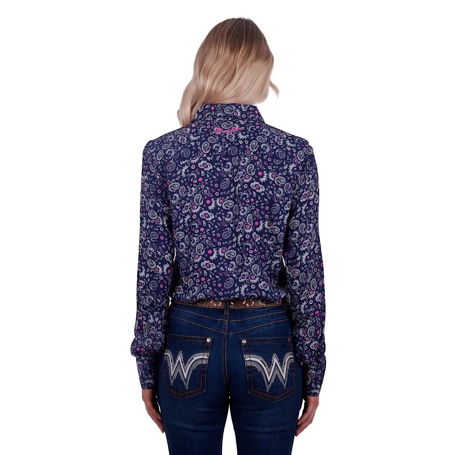 Wrangler Womens Beth Print L/S Shirt Navy