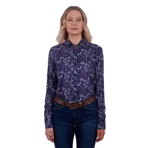 Wrangler Womens Beth Print L/S Shirt Navy
