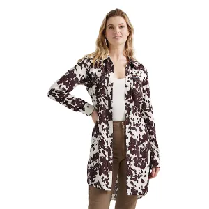Wrangler Women's Cow Print Western Snap Dress - Brown Cow