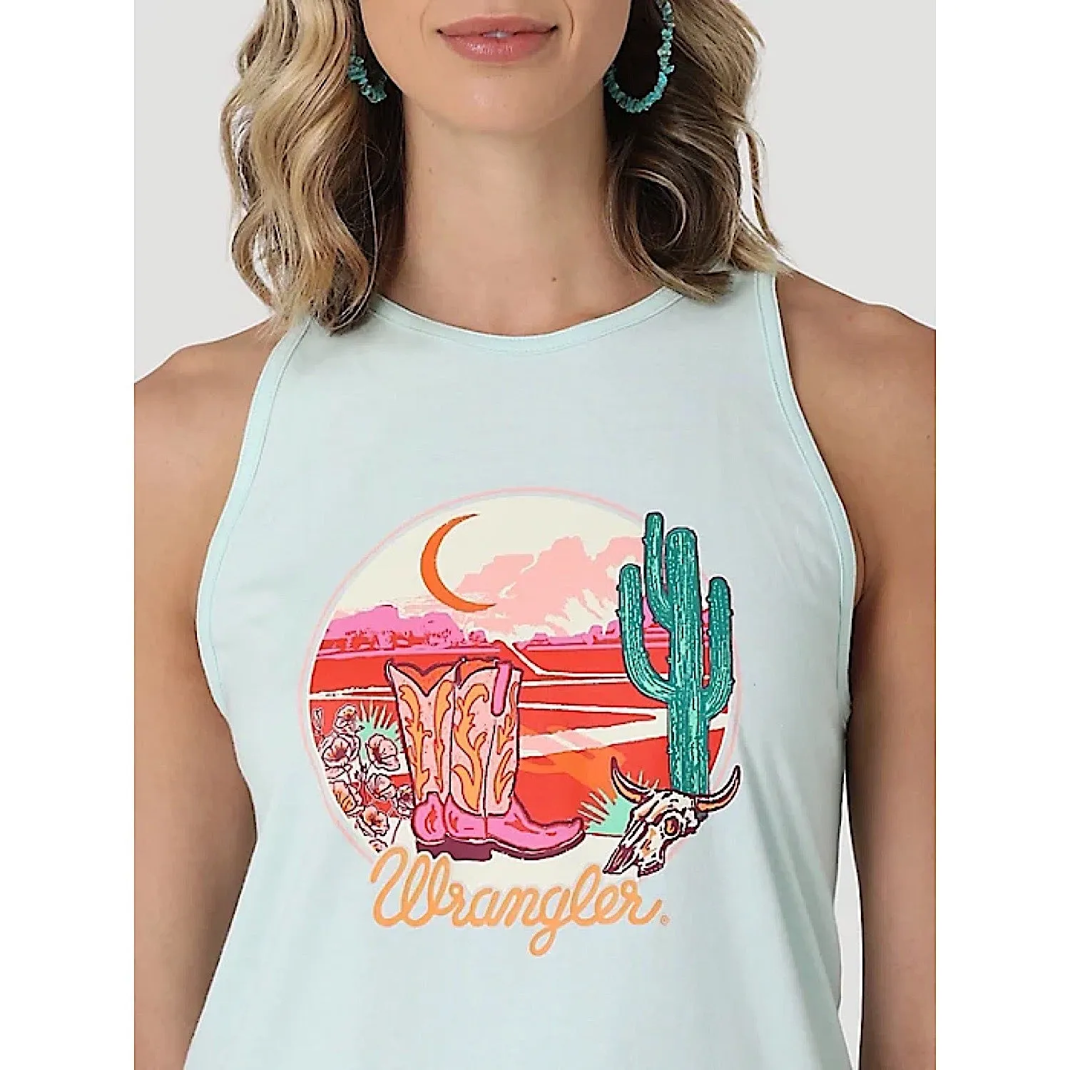 Wrangler Womens Cowgirl Boots Sunset Goddess Tank in Blue Opal