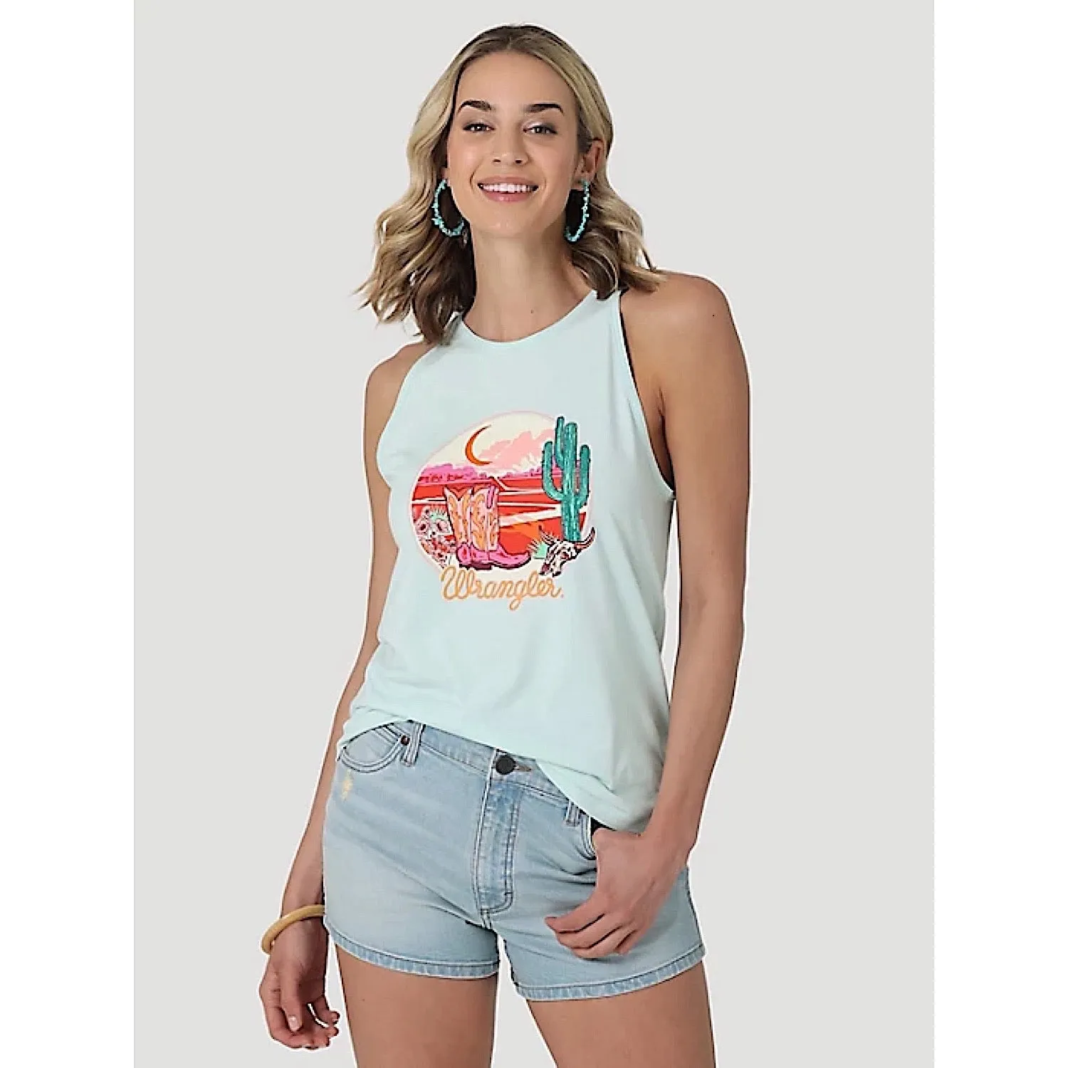 Wrangler Womens Cowgirl Boots Sunset Goddess Tank in Blue Opal