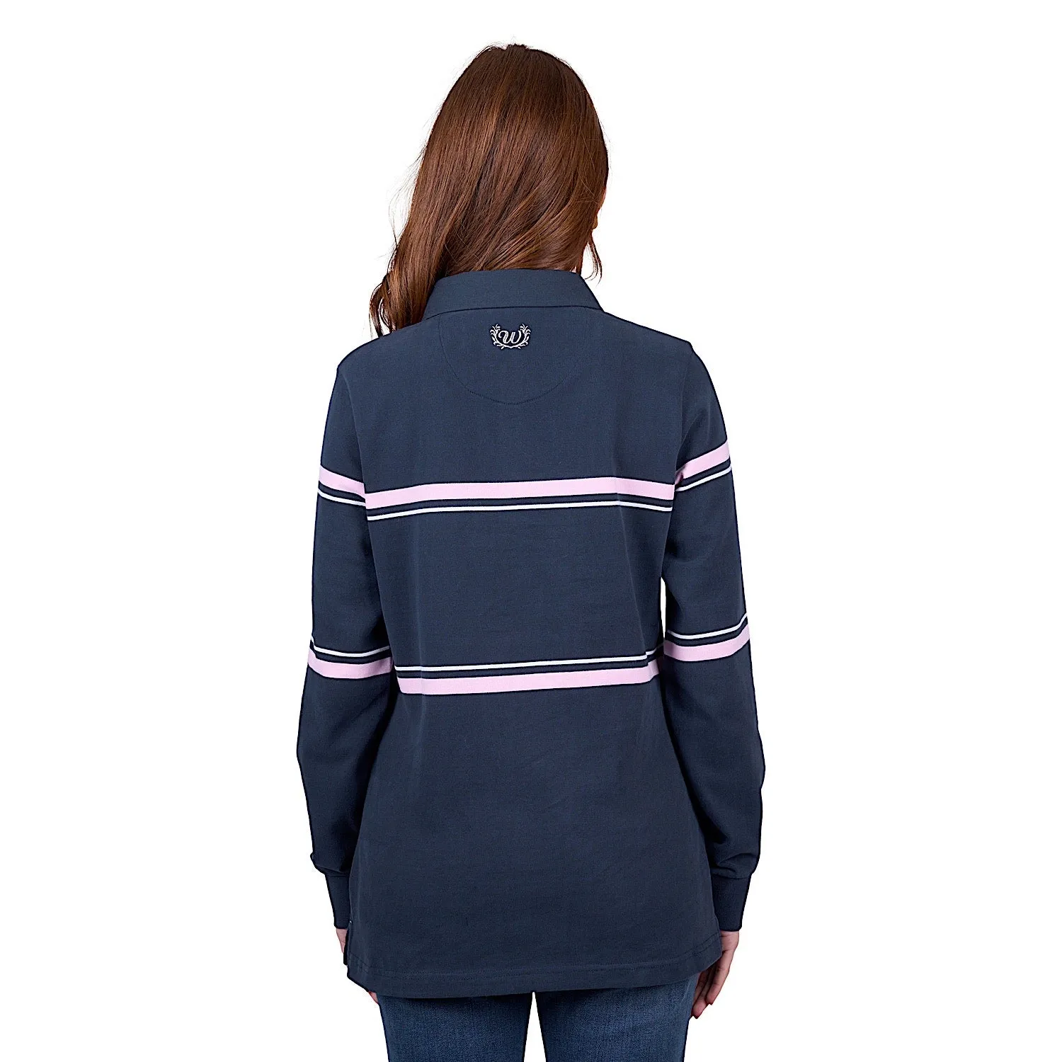 Wrangler Women's Daisy Stripe Rugby - Navy/Pink