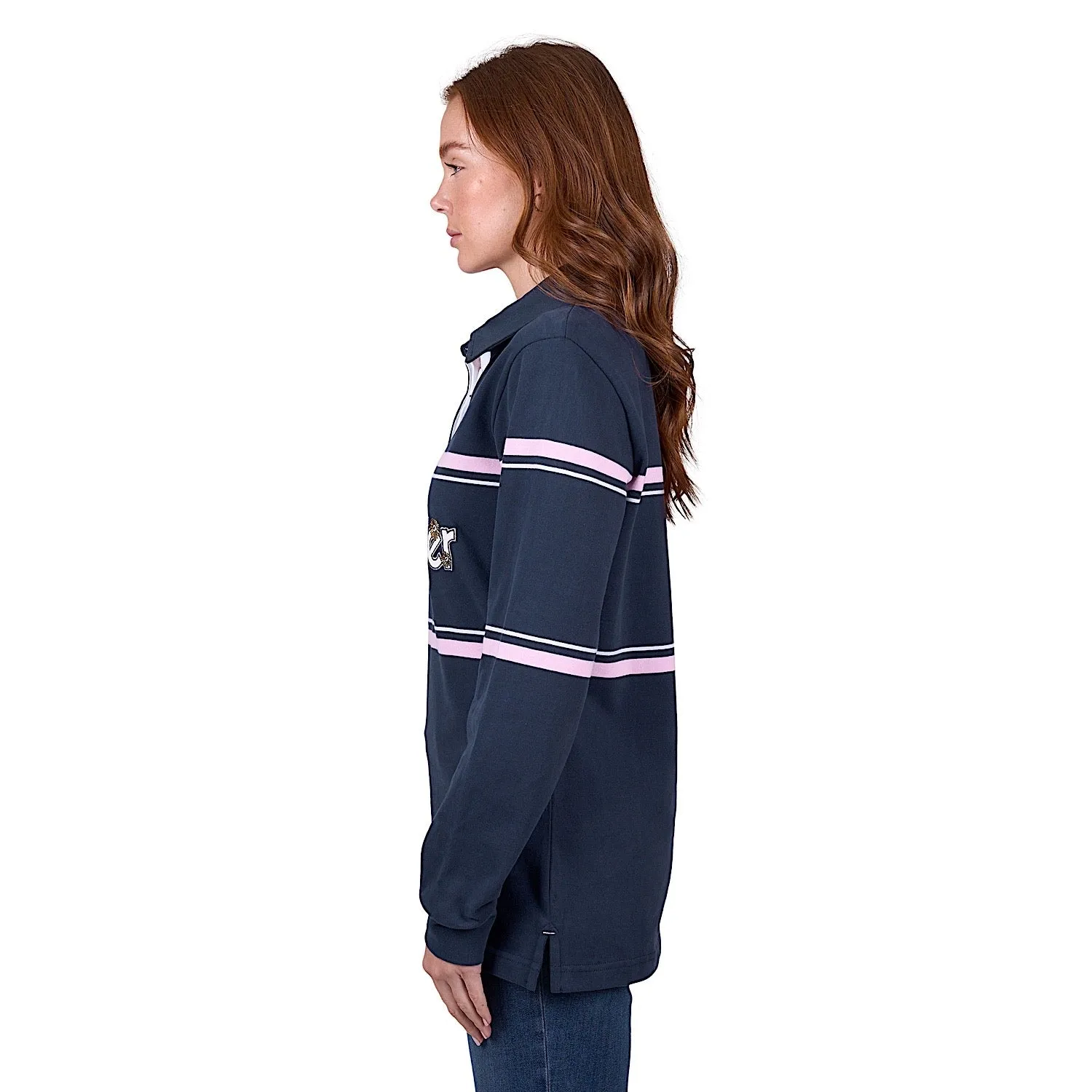 Wrangler Women's Daisy Stripe Rugby - Navy/Pink
