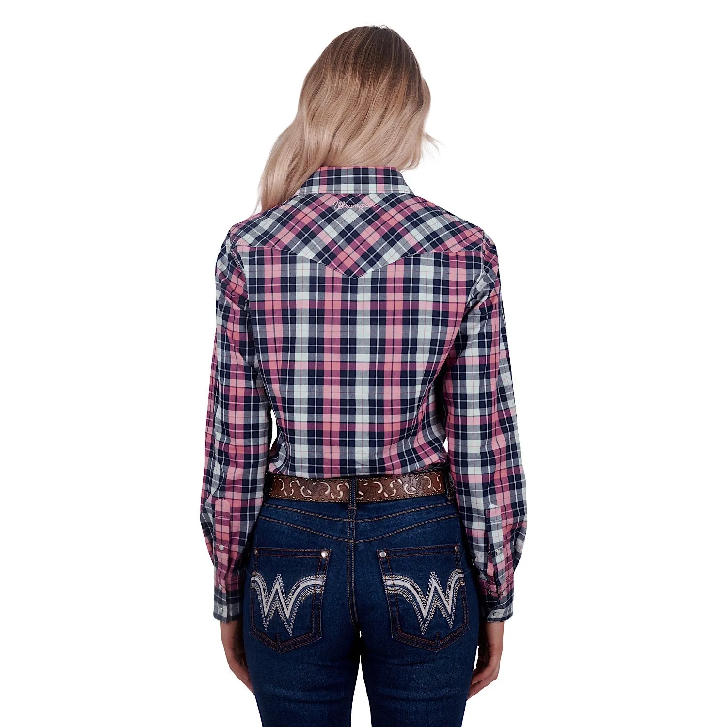 Wrangler Women's Greta Check Western Shirt Pink/Navy